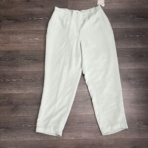 NWT Elisabeth by Liz Claiborne‎  100% Silk Green Womens Dress Pants Sz 18 Office